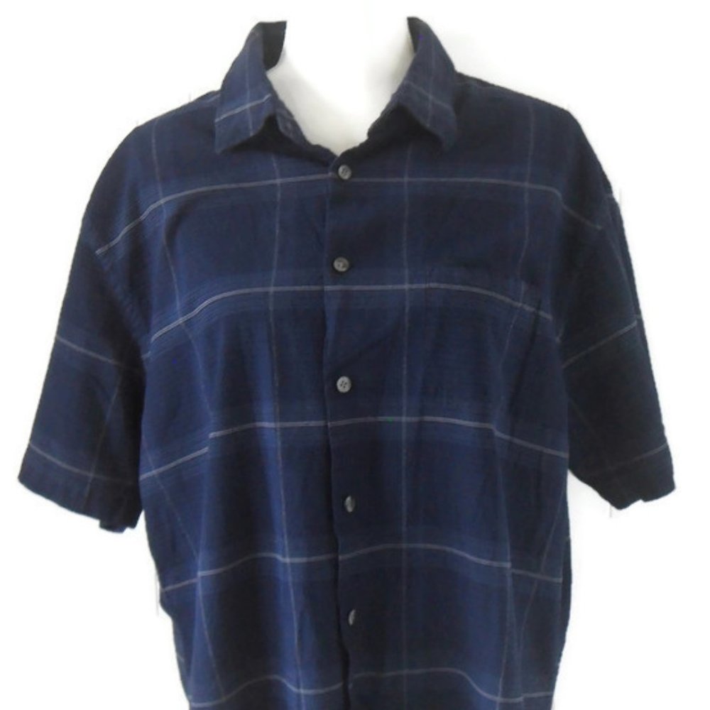 Van Heusen Blue & White Plaid Shirt Neck 17. - Picture 5 of 8
